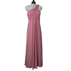 Ever Pretty Pink Maxi Dresx Formal One Shoulder Chiffon Evening Wedding Size S